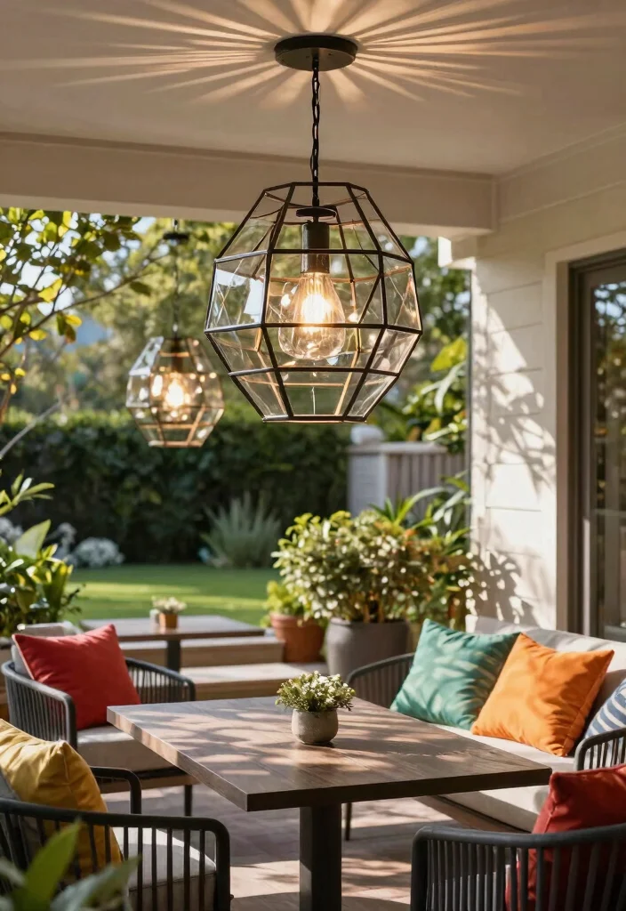 15 Porch Pendant Light Ideas That Stand Up to Rain and Wind - 13. Geometric Pendant Lights 1