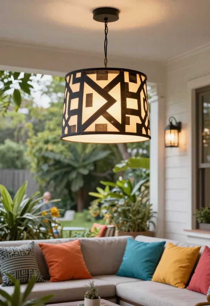 15 Porch Pendant Light Ideas That Stand Up to Rain and Wind - 7. Chic Drum Shade Pendants 1
