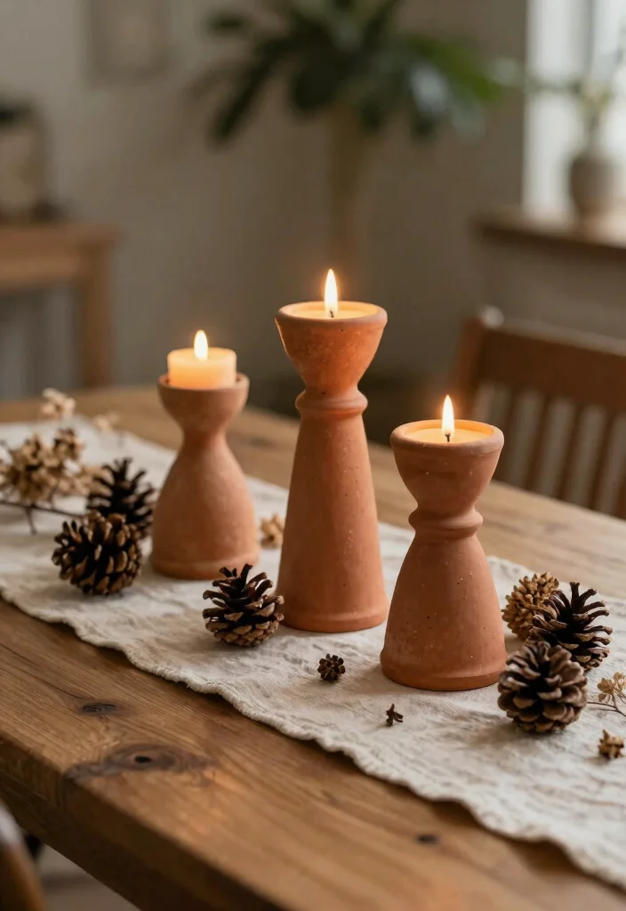 15 Terracotta Candle Holder Ideas That Add Warmth to Any Room - 1. Rustic Terracotta Trio 1