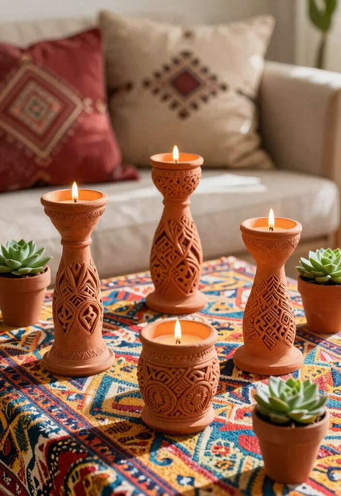 15 Terracotta Candle Holder Ideas That Add Warmth to Any Room - 2. Boho-Chic Terracotta Accents 1