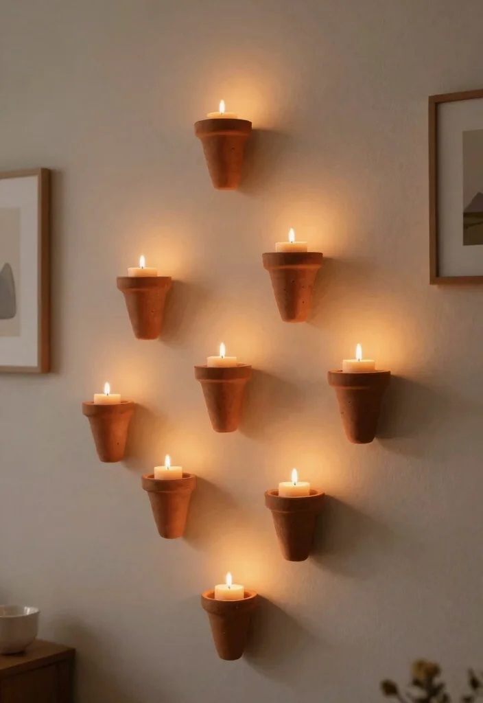 15 Terracotta Candle Holder Ideas That Add Warmth to Any Room - 5. Terracotta Candle Holder Wall Art 1