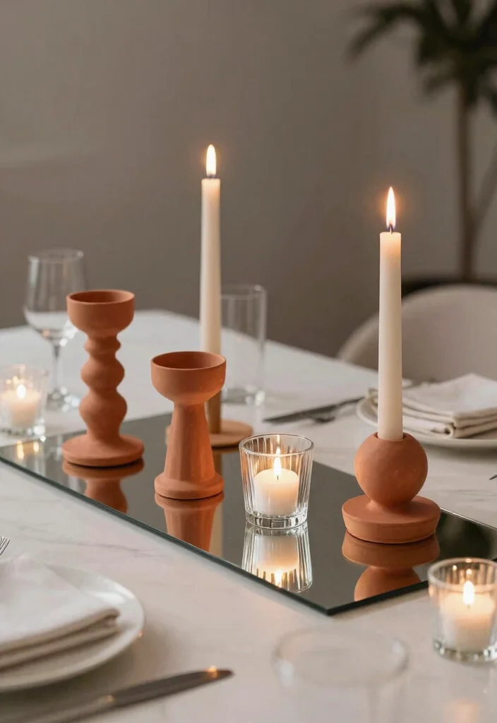 15 Terracotta Candle Holder Ideas That Add Warmth to Any Room - 8. Terracotta and Glass Combo 1