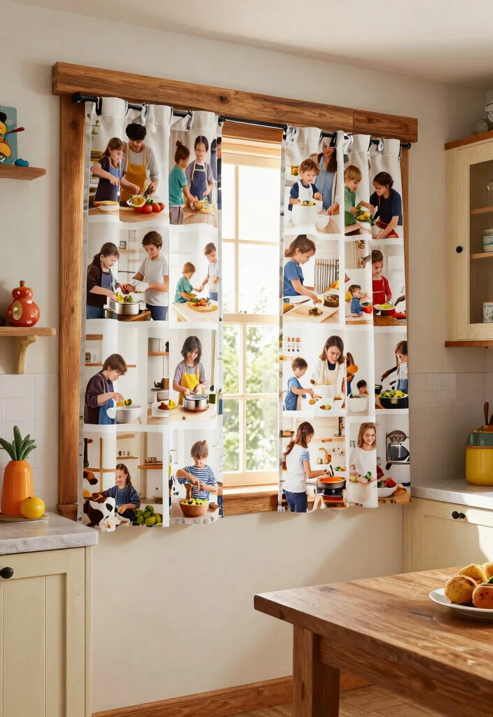 18 Kitchen Curtains Ideas That Handle Grease and Moisture - 17. Personalized Photo Curtains 1