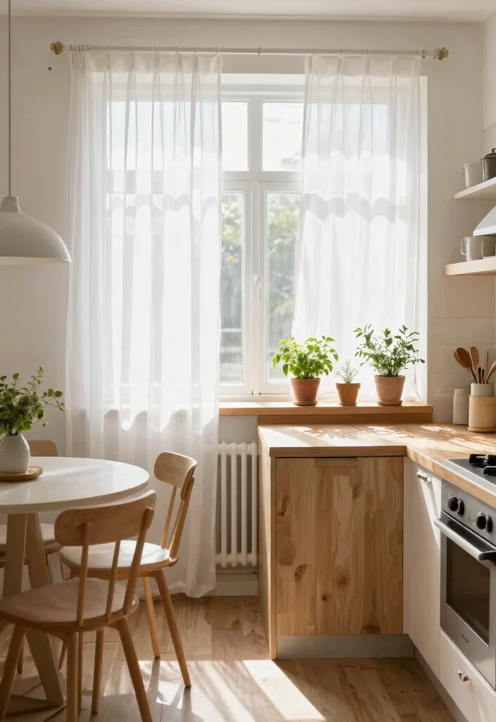 18 Kitchen Curtains Ideas That Handle Grease and Moisture - 2. Sheer and Practical 1