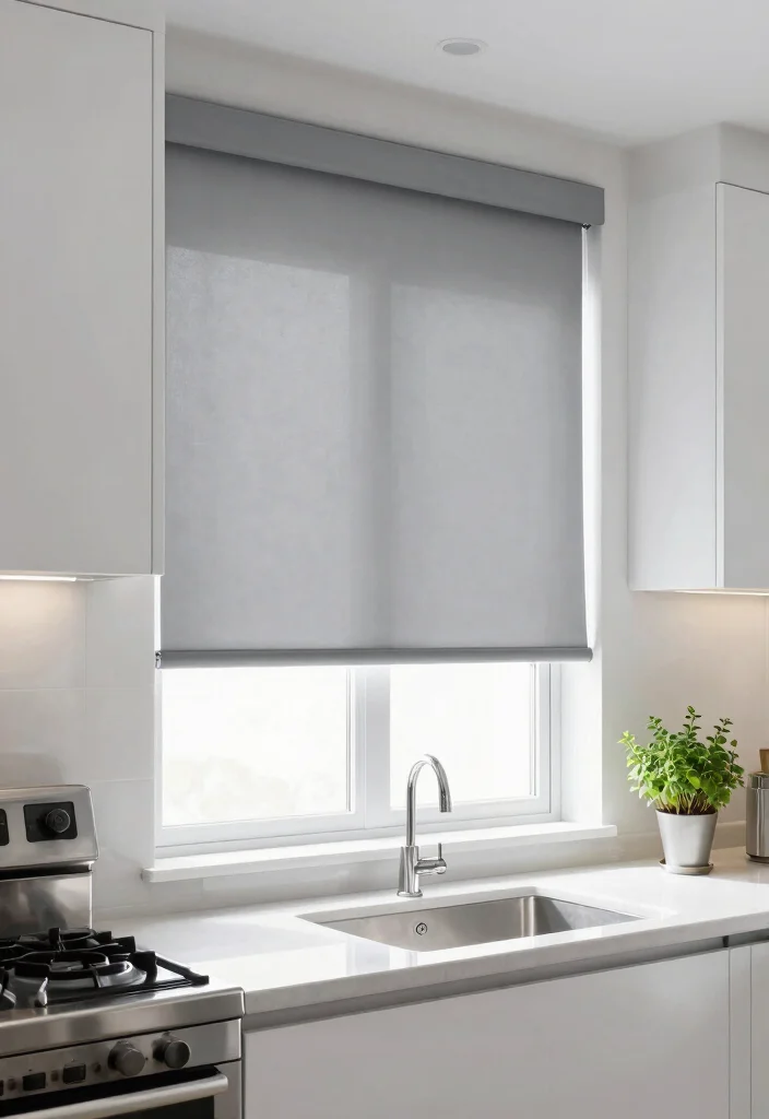 18 Kitchen Curtains Ideas That Handle Grease and Moisture - 8. Minimalist Blinds 1