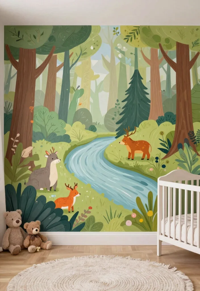 18 Nursery Wall Decor Ideas That Grow With Your Child - 1. Nature-Inspired Wall Murals 1