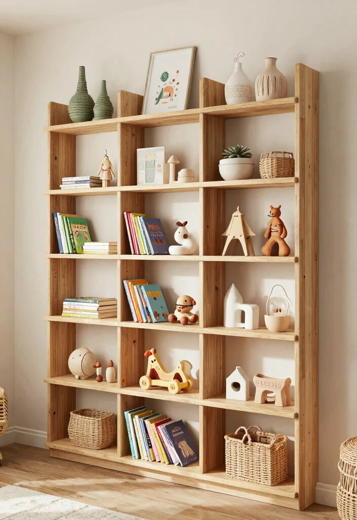 18 Nursery Wall Decor Ideas That Grow With Your Child - 13. Transitional Shelves 1