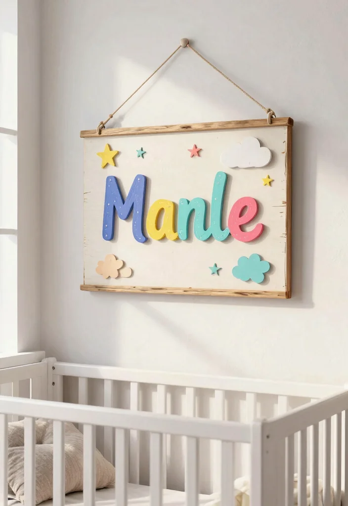 18 Nursery Wall Decor Ideas That Grow With Your Child - 2. Personalized Name Art 1