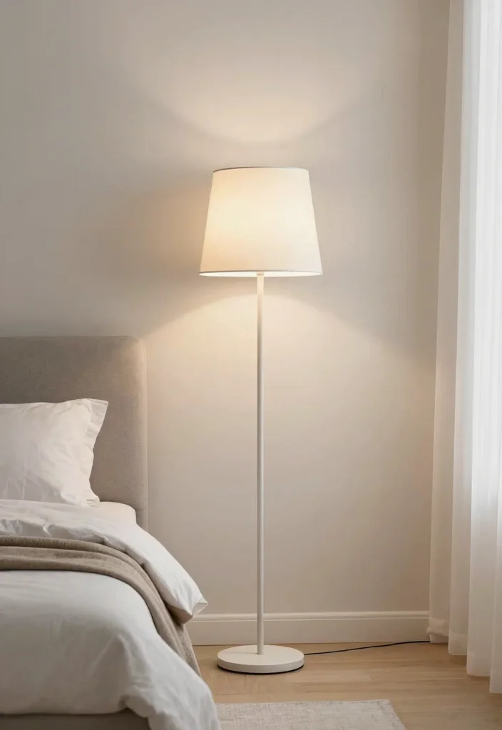 18 Table Lamps for Bedroom Nightstand Ideas That Don't Take Over - 15. Minimalist Floor Lamps beside the Bed 1