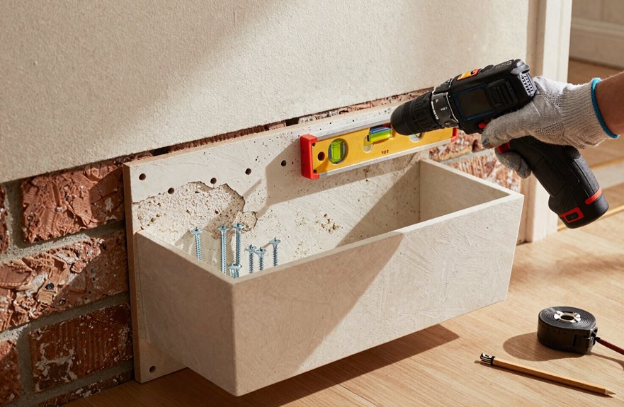 backing board securely anchors window box