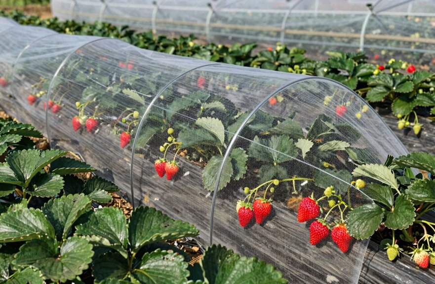 5 Ways to Protect Strawberry Plants From Animals 2 bird netting with frames no gaps