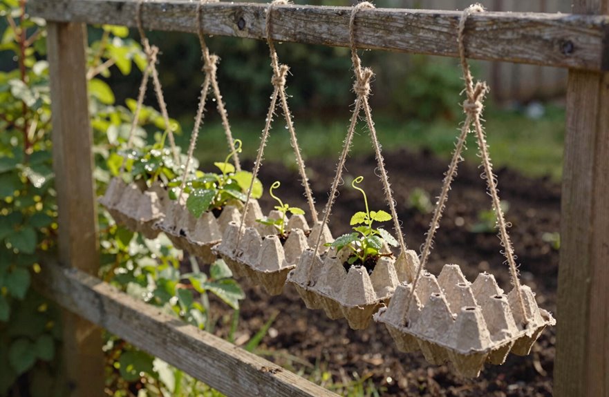 Why Hang Egg Cartons in Your Yard? 2 chit potatoes in cups