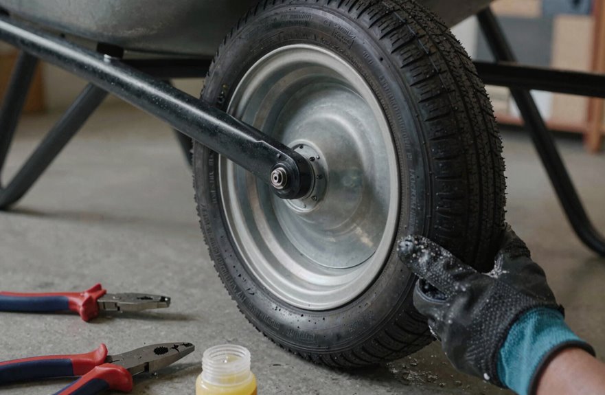 How to Take Off a Wheelbarrow Tire in 6 Steps 5 deflate lever pry release bead