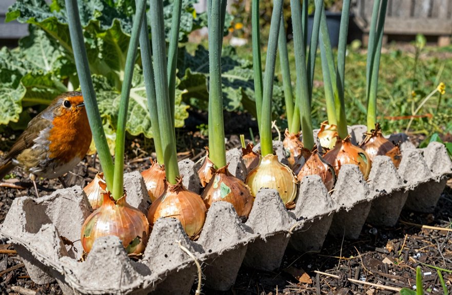 Why Hang Egg Cartons in Your Yard? 5 egg carton shields for onion sets