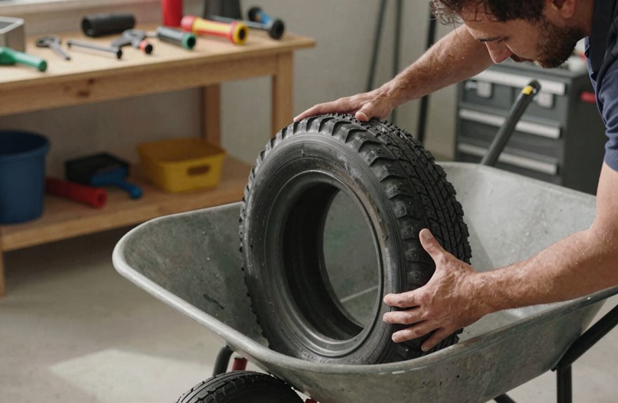 How to Take Off a Wheelbarrow Tire in 6 Steps 2 flip wheelbarrow stabilize securely