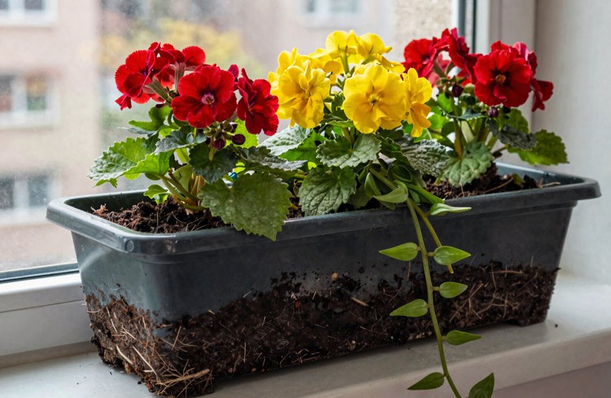 layered planter with trailing cascades