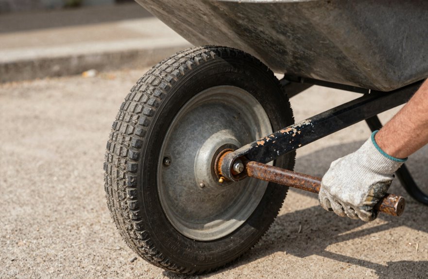 How to Take Off a Wheelbarrow Tire in 6 Steps 4 loosen free and pull wheel
