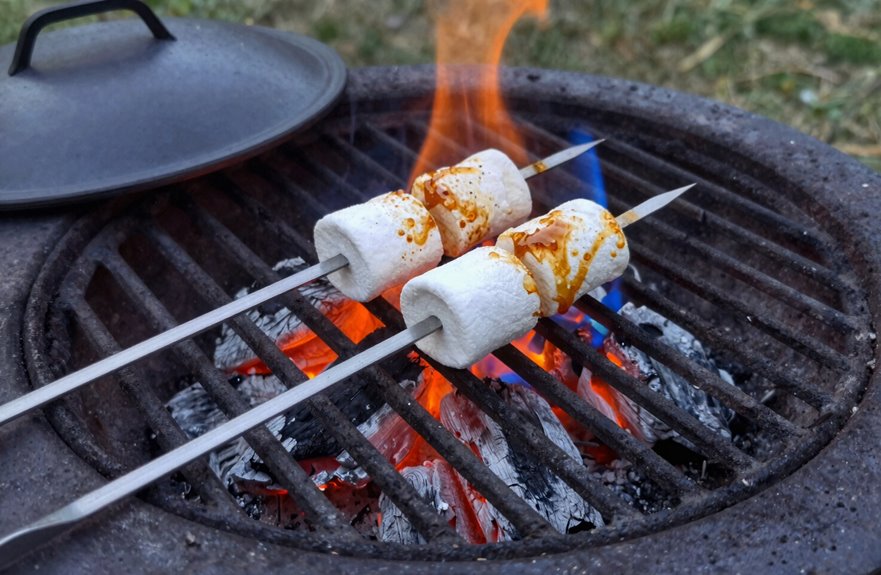 How to Roast Marshmallows Safely on Your Propane Fire Pit 2 propane flames marshmallows safe