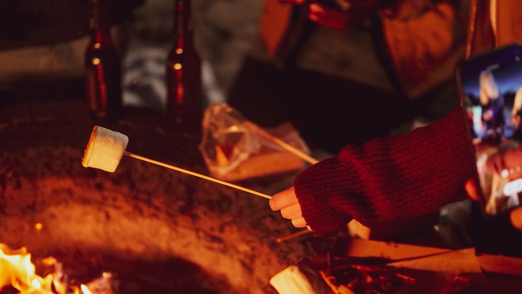 roasting marshmallows safely on propane fire pit