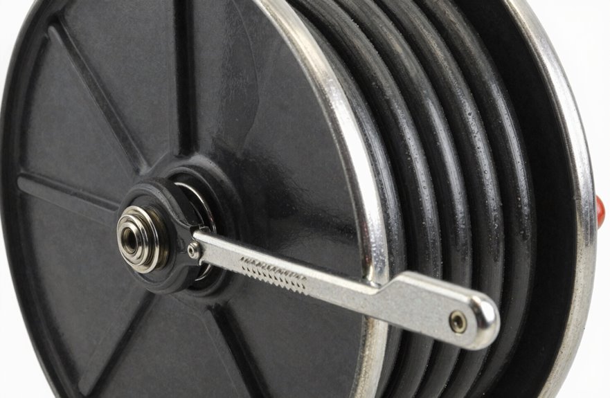 spring wound drum with ratchet lock