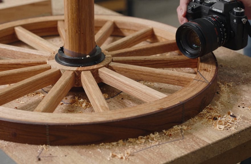 timber mitered wagon wheel segments