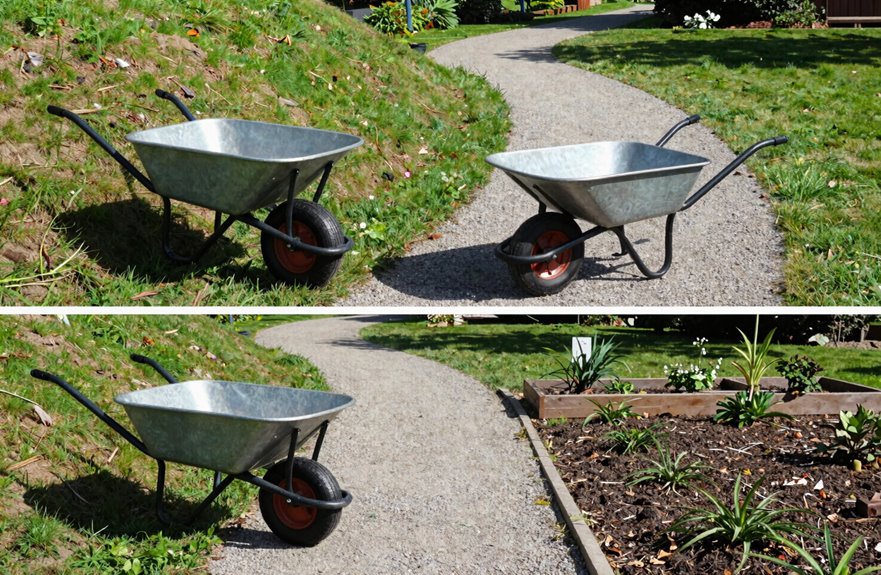 What Are 6 Key Differences Between Yard Cart Vs Wheelbarrow? 2 wheelbarrow for sloped tight paths cart for open ground